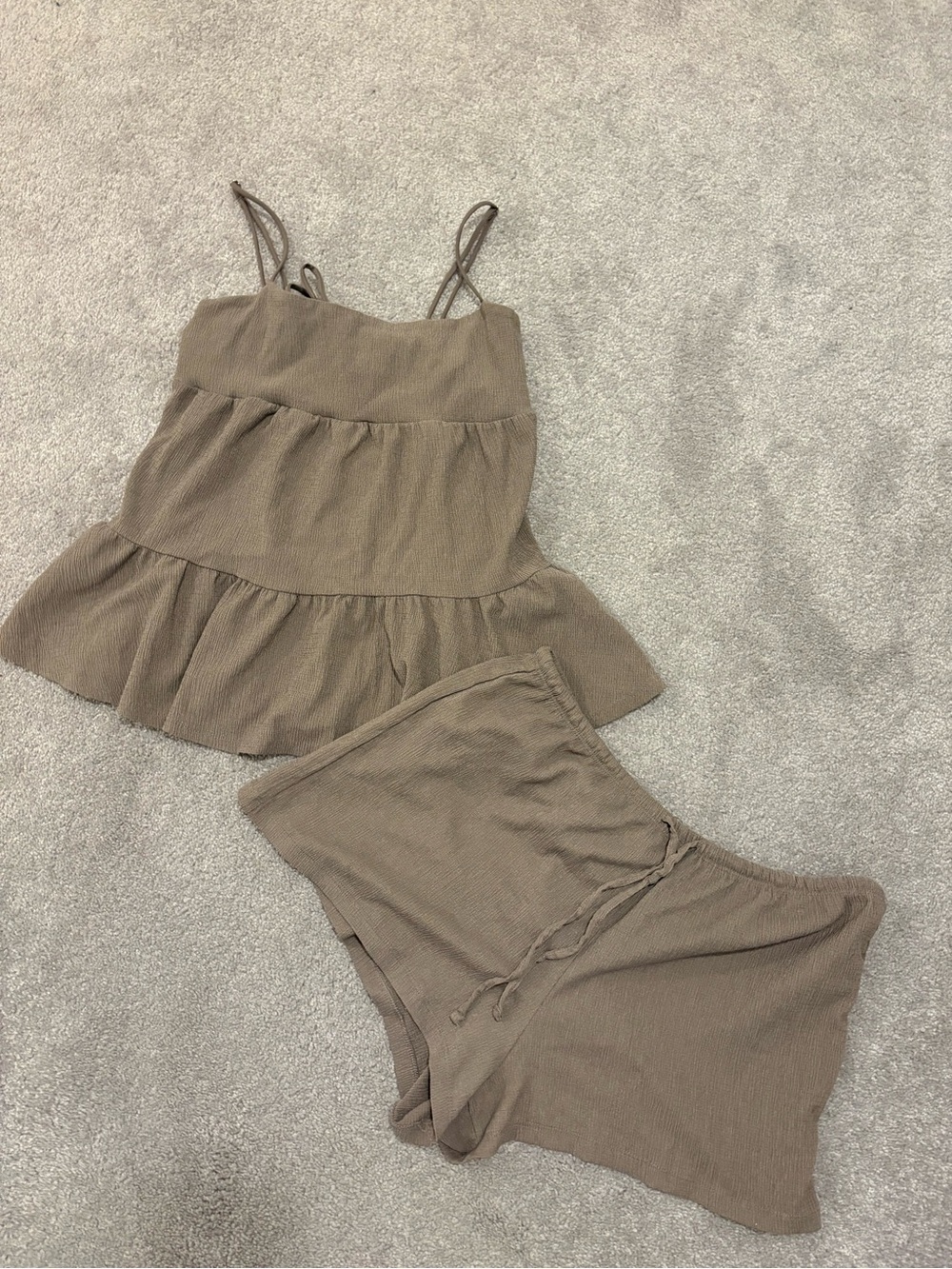 Ardene Two-Piece Linen Tank and Shorts Set in Taupe
